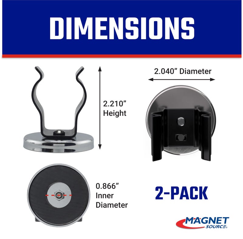 Master Magnetics ماستر ماغنيتيكس سيراميك راند بيس ماغنت مع بلاك سبرينغ كلومب باك - ماغنتس هيفي-ديوتي سترونج - 35 lb بول إيتش - نيكل-بلت - 2.04" D - 2.210" H - 2-باك - Image 2